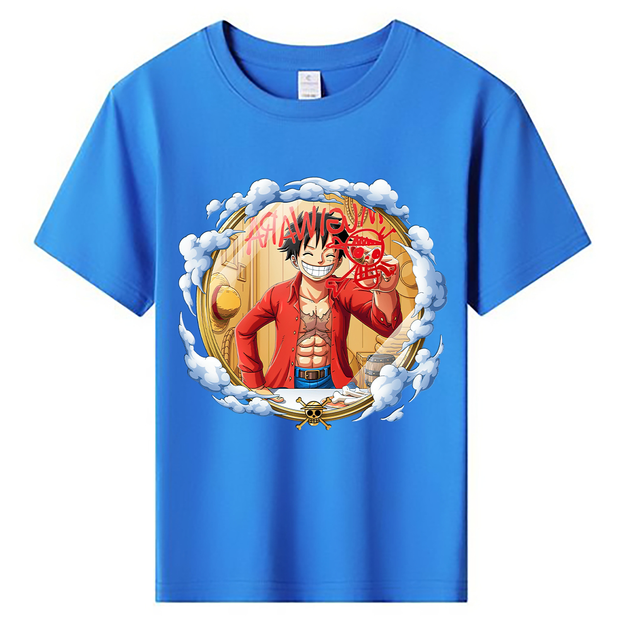 ワンピース モンキー・D・ルフィ ONE PIECE Monkey D. Luffy 綿100％キッズTシャツ（フロントプリント）